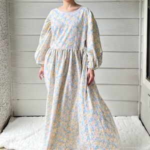 VTG Croscill Fabric | Handmade Floral Puff Sleeve Dress SKU 05082